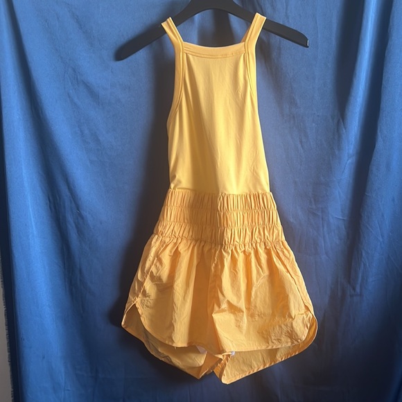 FP Movement Way Home Runsie Romper Marigold Yellow Medium. - Picture 3 of 9